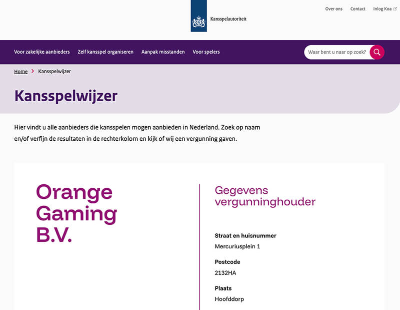 Ksa vergunning winz casino door orange gaming bv