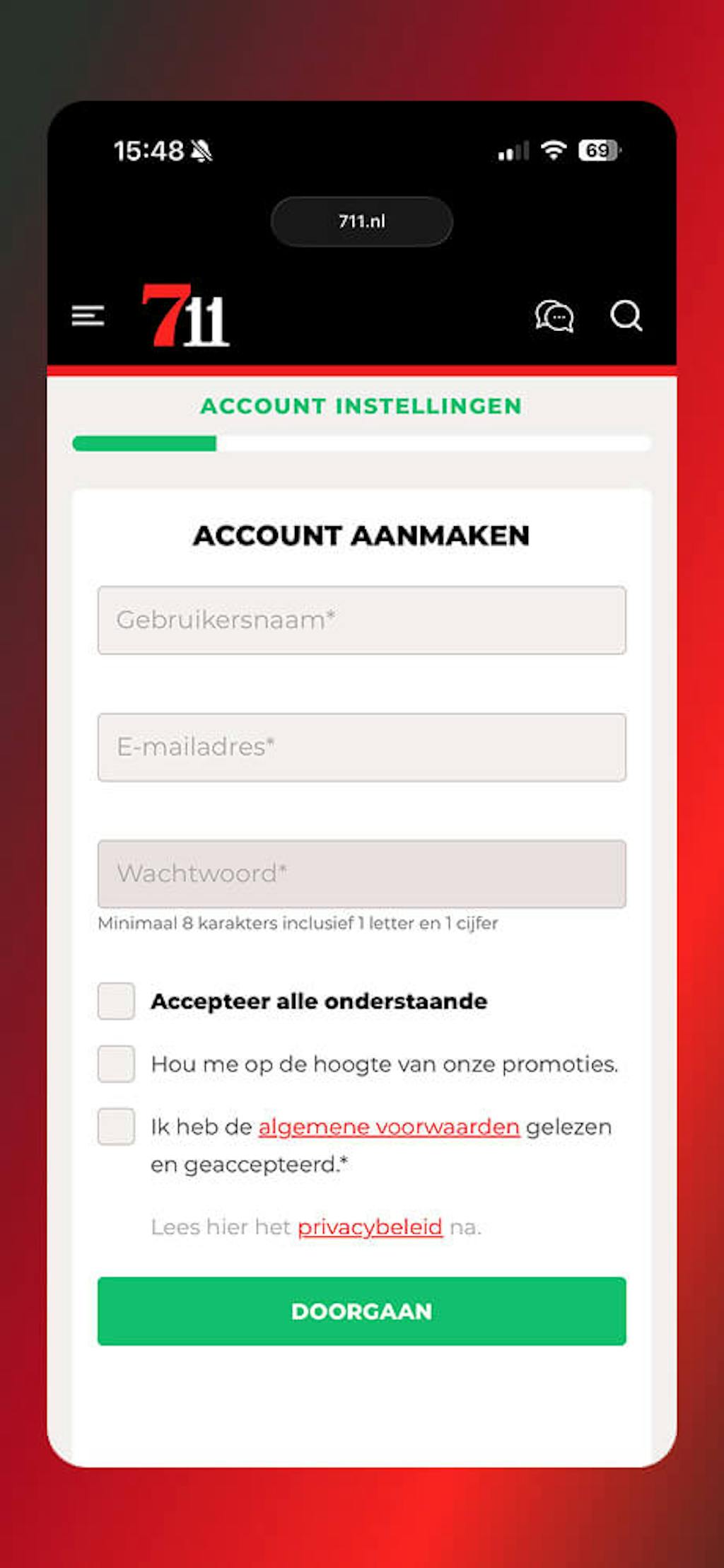 account aanmaken bij 711