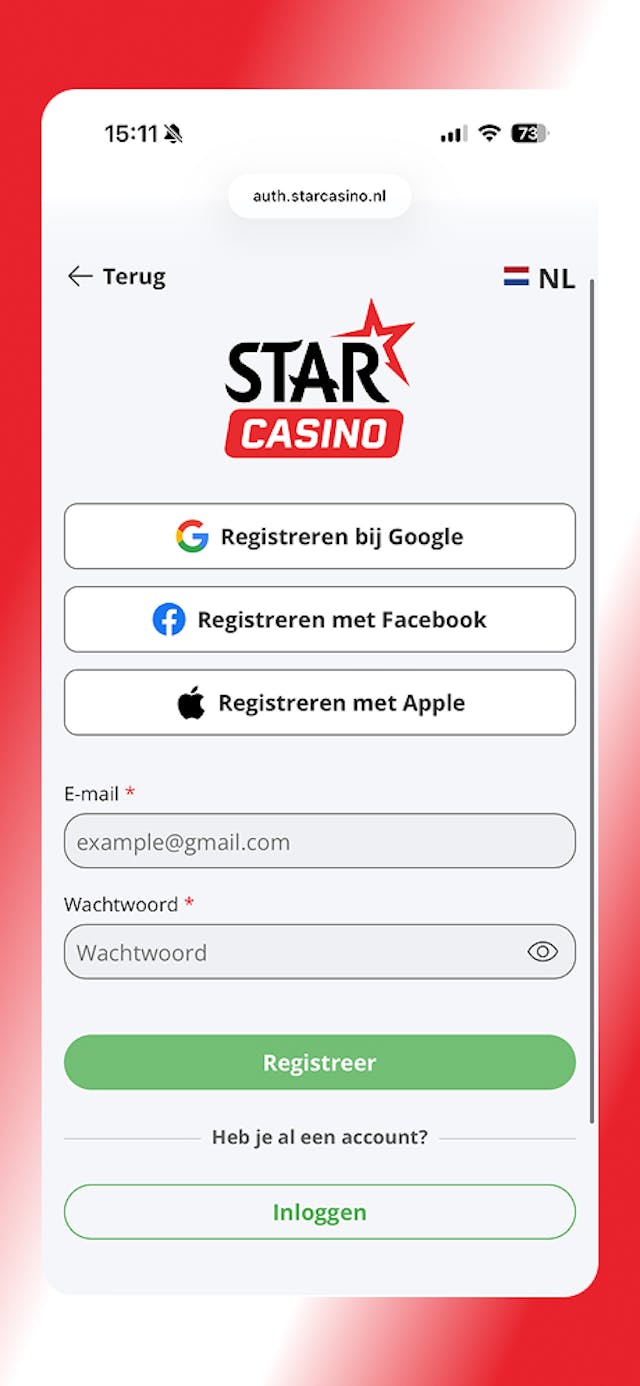 account aanmaken bij starcasino.nl