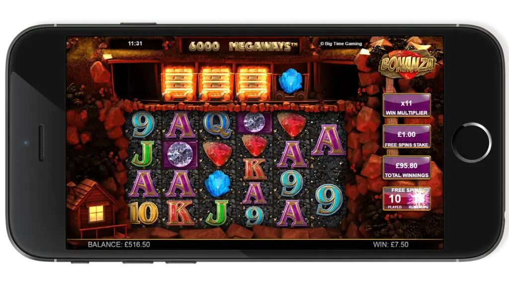 bonanza megaways gokkast spelen op een iphone