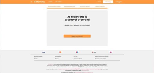 getlucky account aanmaken stap 6: email bevestigen
