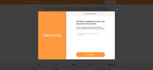 getlucky account aanmaken stap 2: id scannen