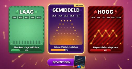 Kies hoeveel risico je wilt nemen met Plinko