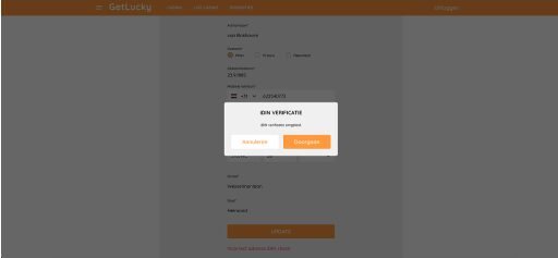 getlucky account aanmaken stap 4: idin verificatie