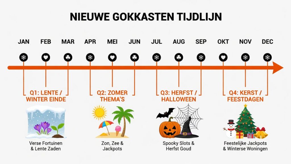 Infographic: wanneer komen er nieuwe gokkasten uit in de loop van het jaar