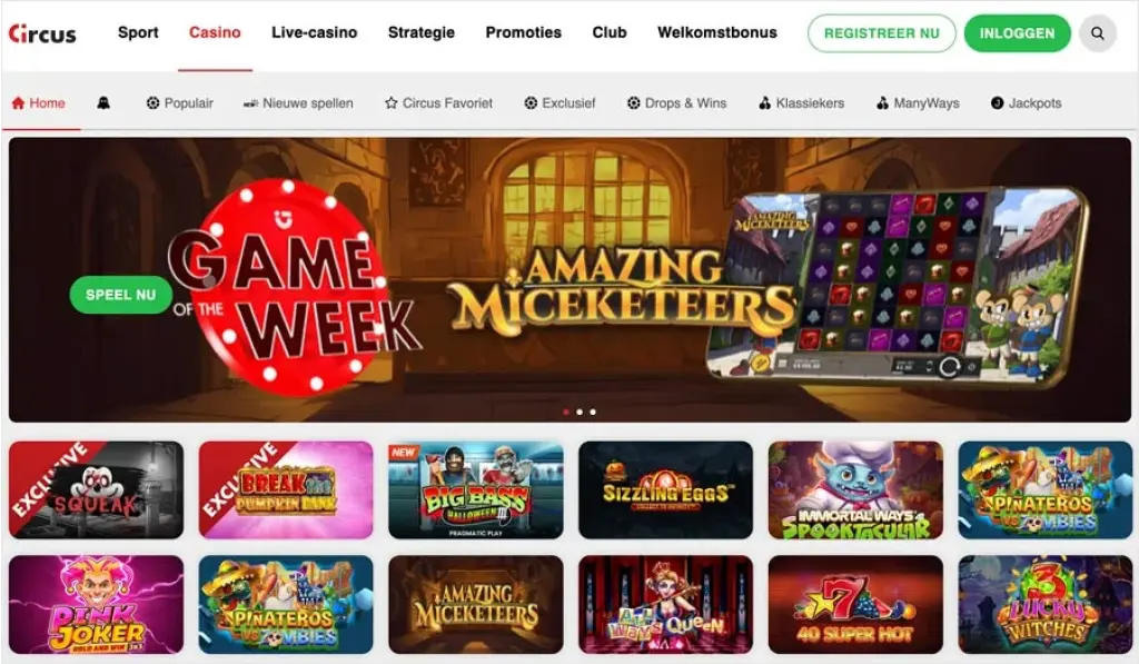 circus casino website