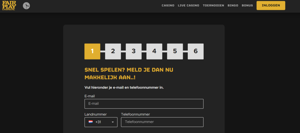 Registreren bij fair play online
