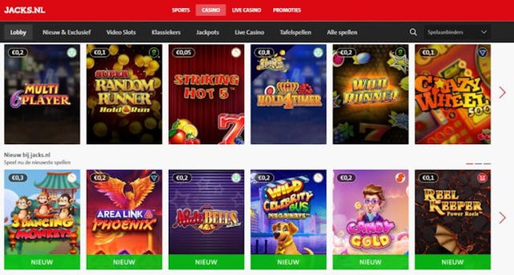 Jacks casino homepage
