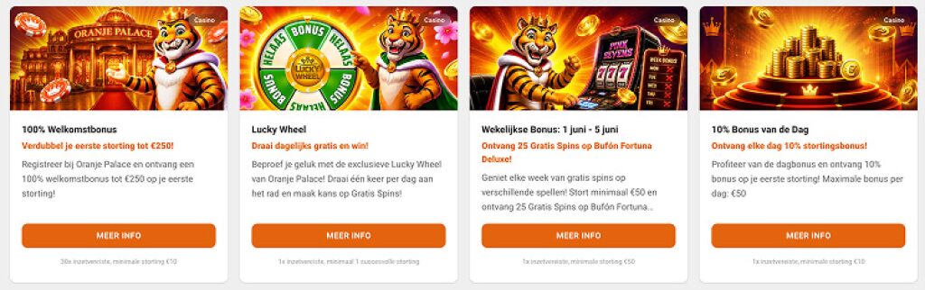 Oranje Casino bonus aanbod en promoties