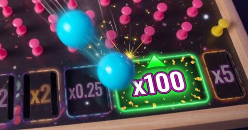 Je wint of verliest afhankelijk waar de Plinko bal land