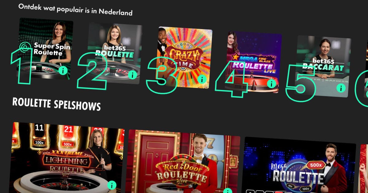 Overzicht van de spellobby in een online casino met Paysafecard na een succesvolle storting