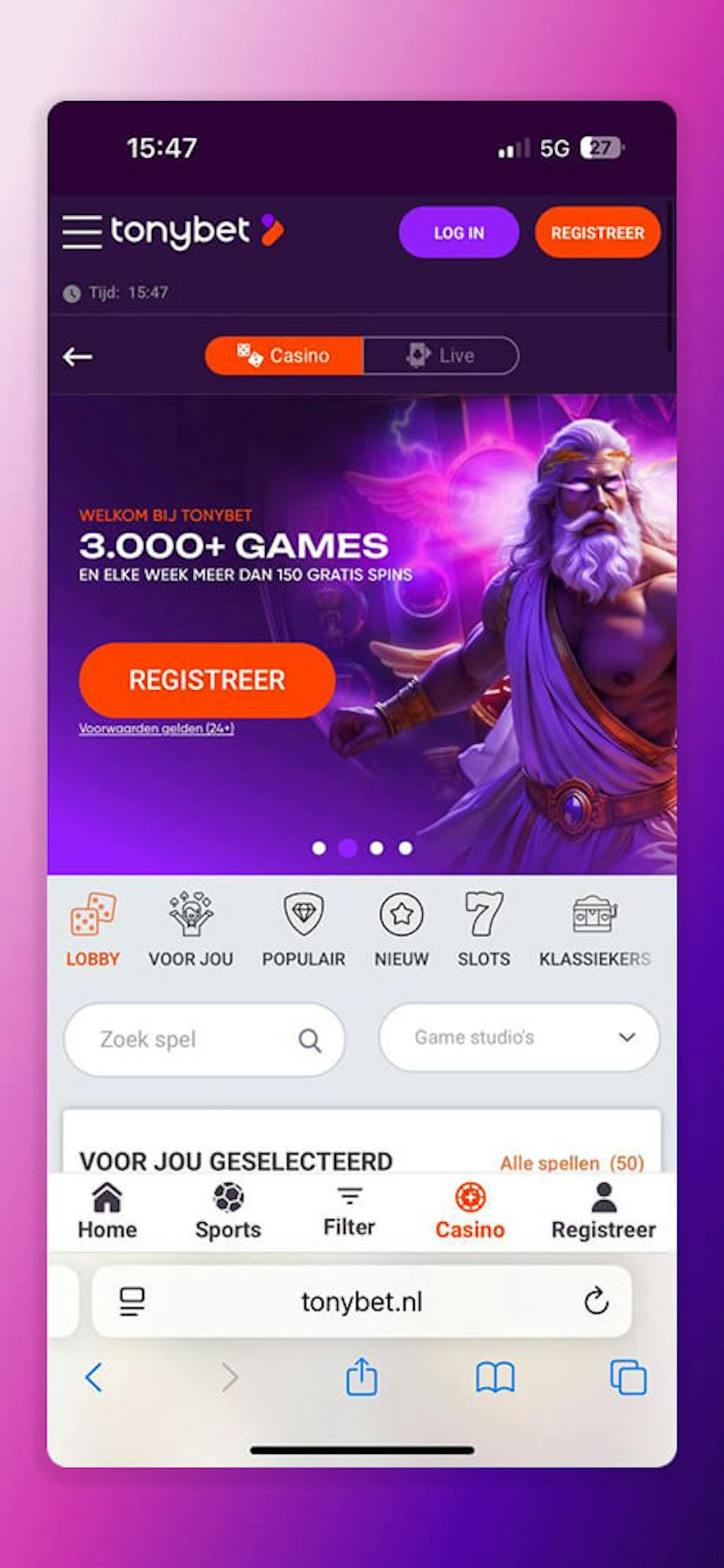 tonybet homepage mobiel