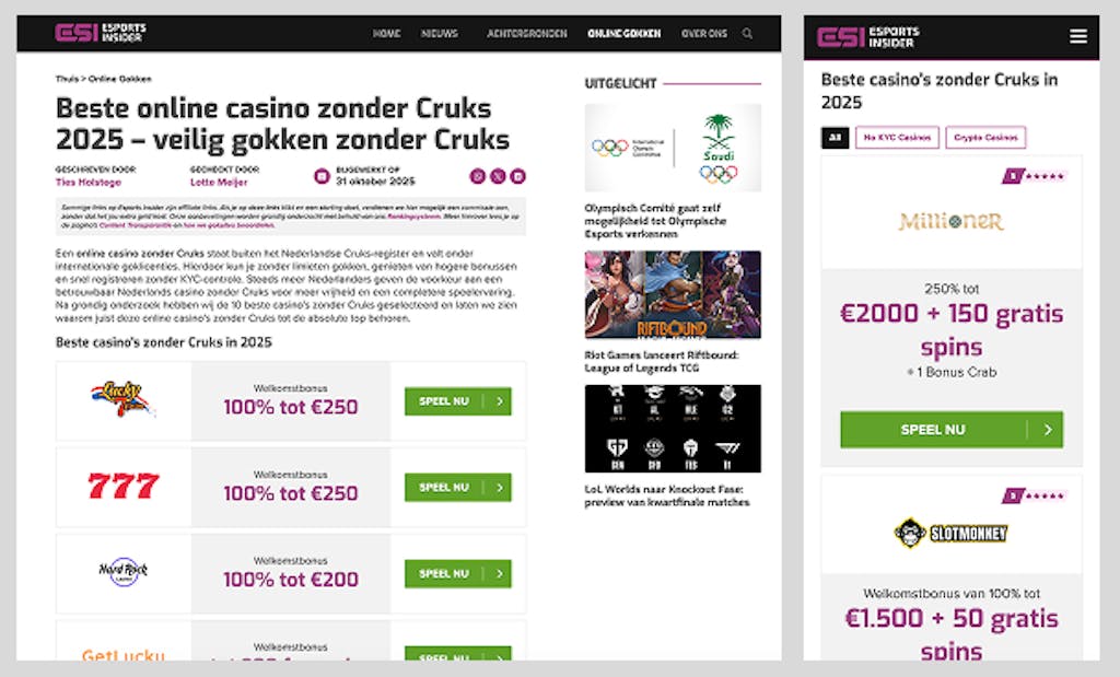 esportsinsider met illegaal aanbod