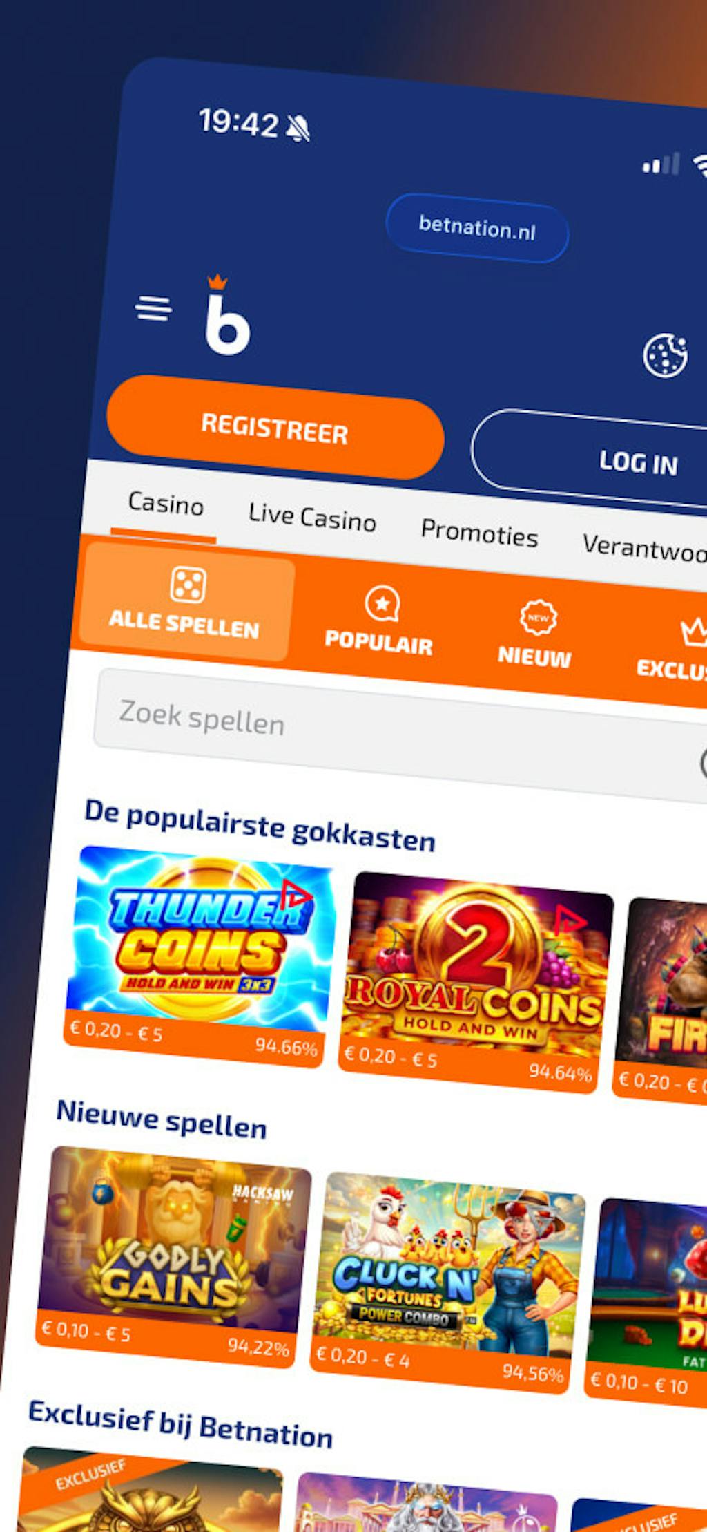 Spelaanbod Betnation op iPhone