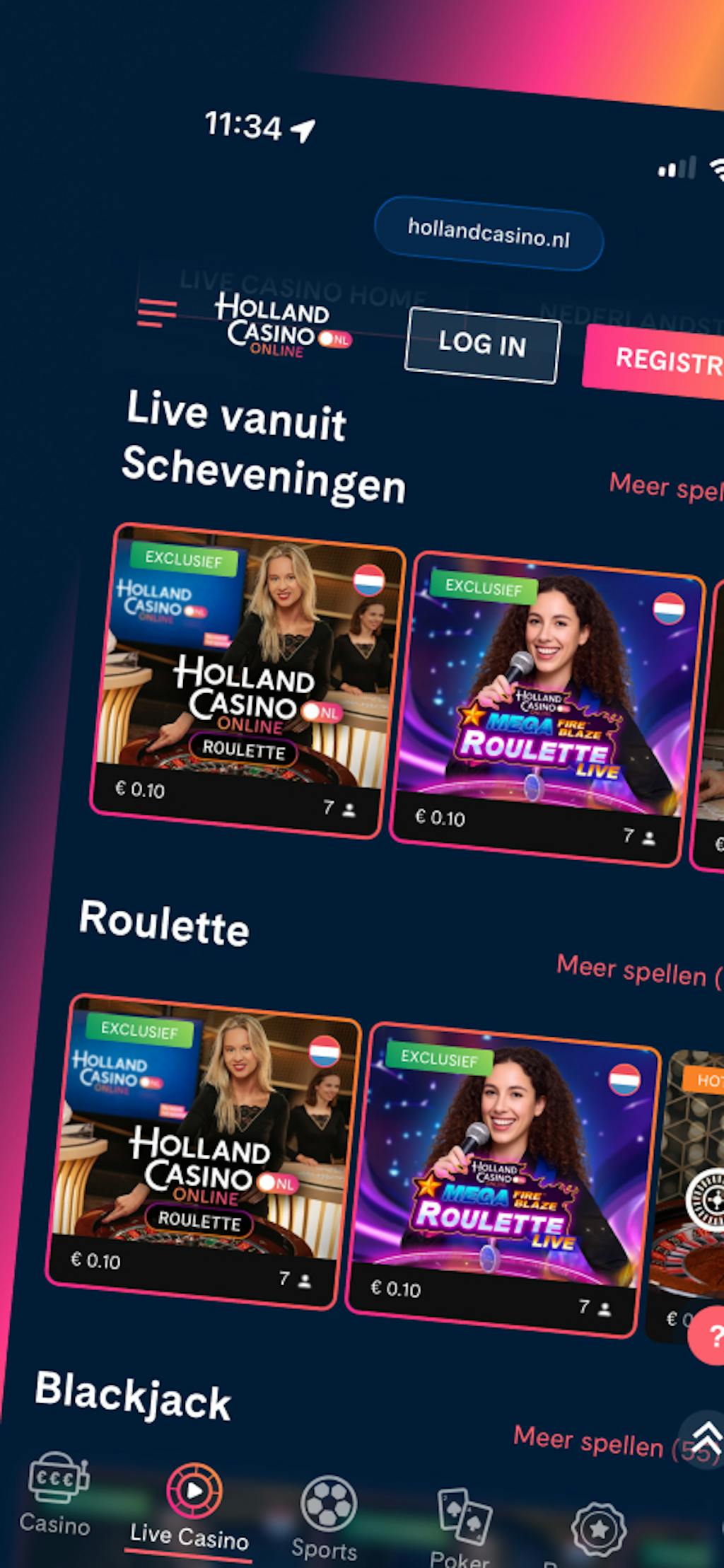 Holland Casino live casino aanbod