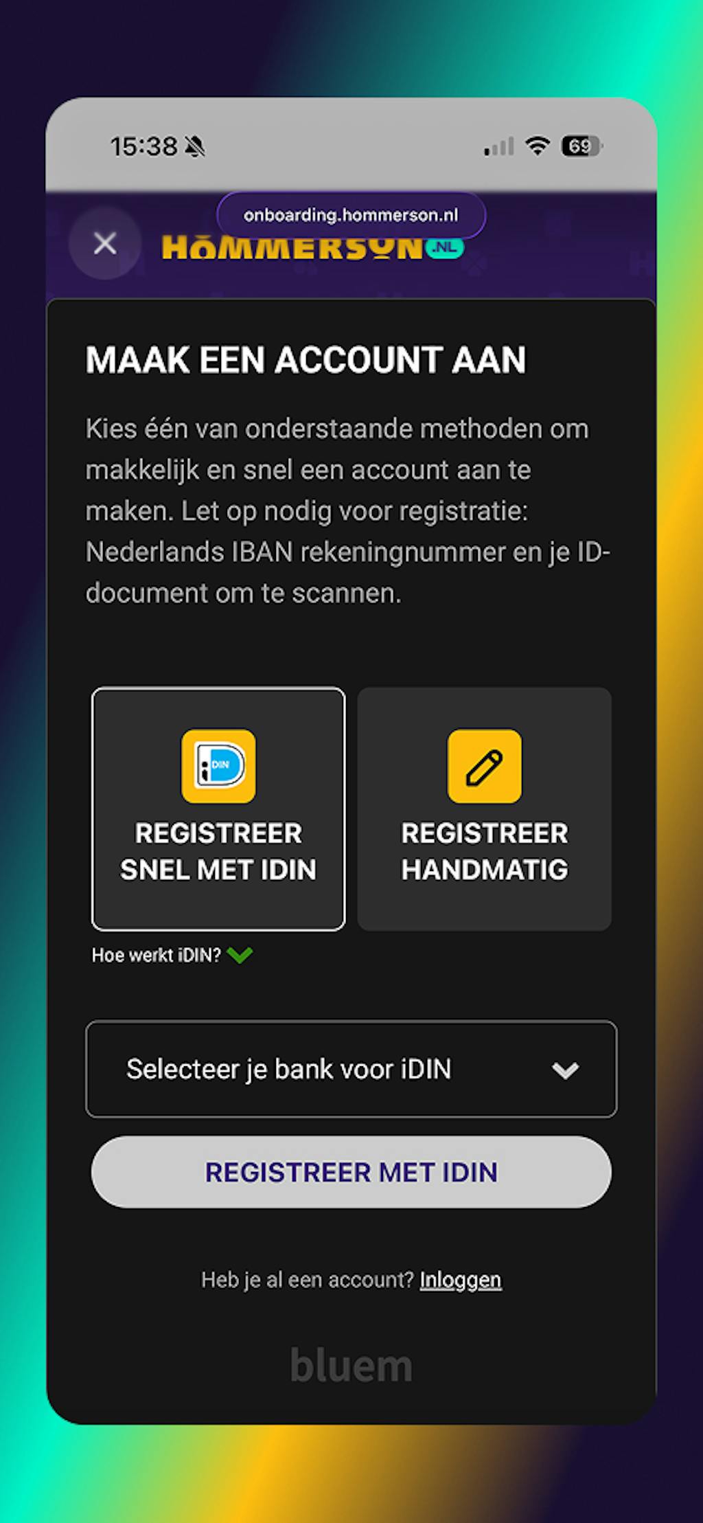 Stap 1 registratie Hommerson