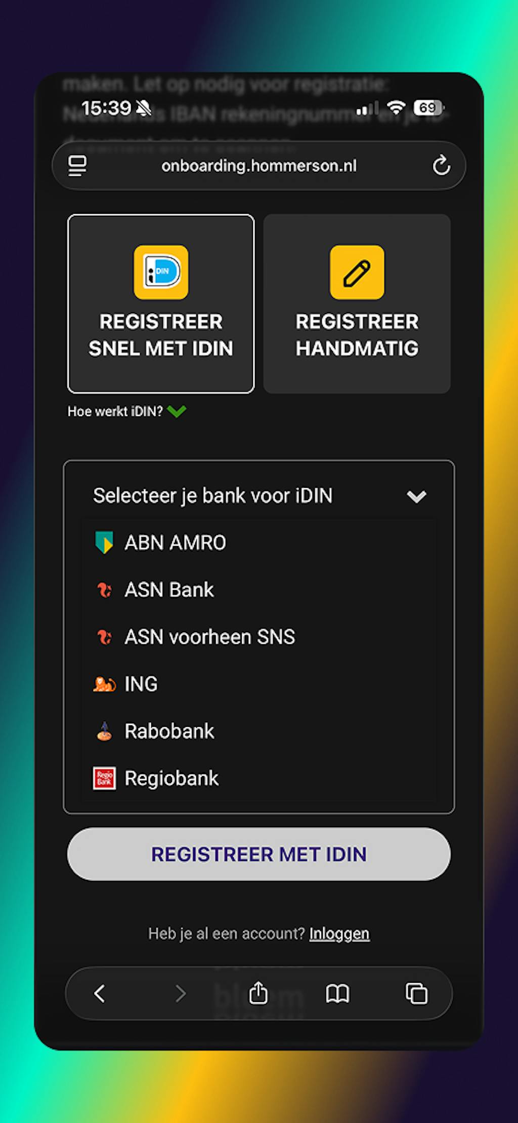 Hommerson iDIN bankoverzicht