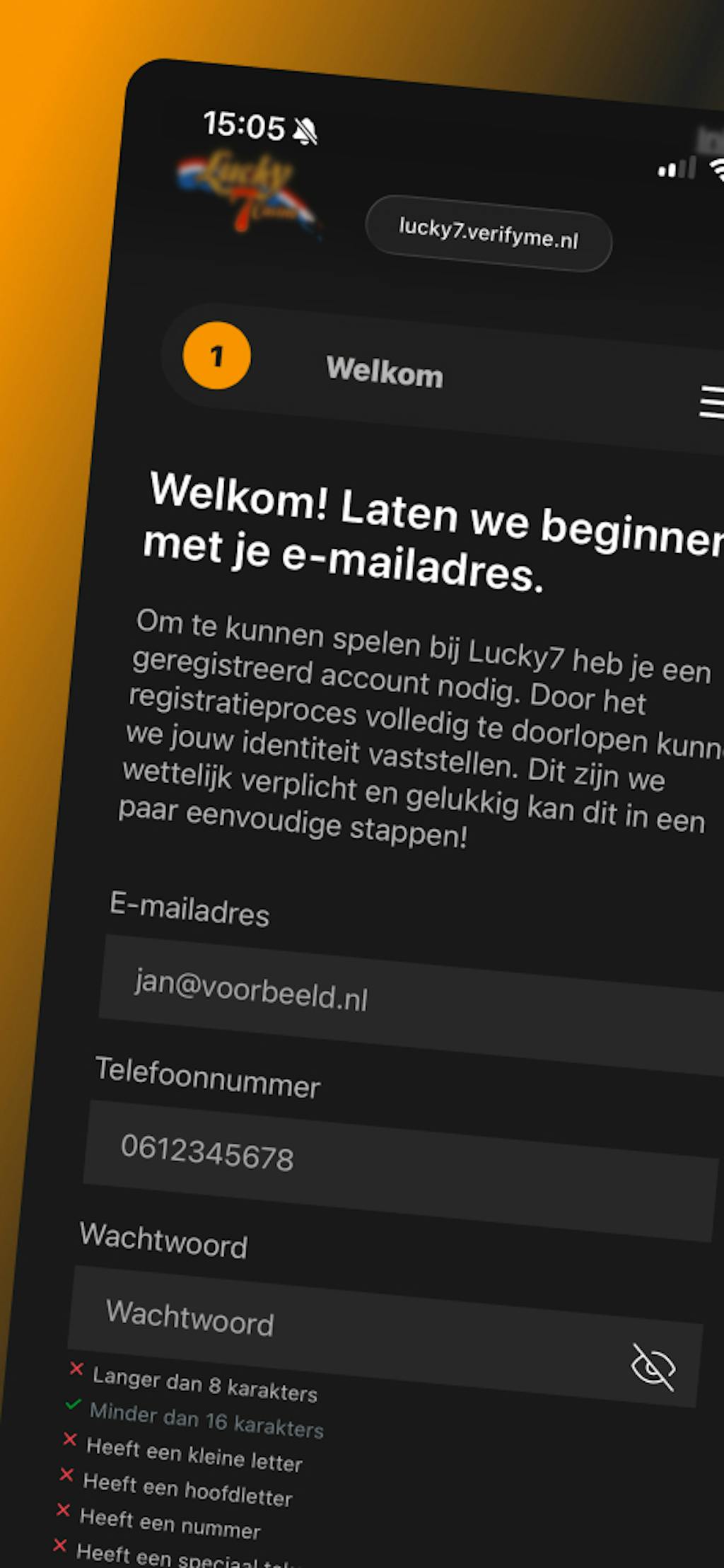 Lucky 7 Casino - Account aanmaken