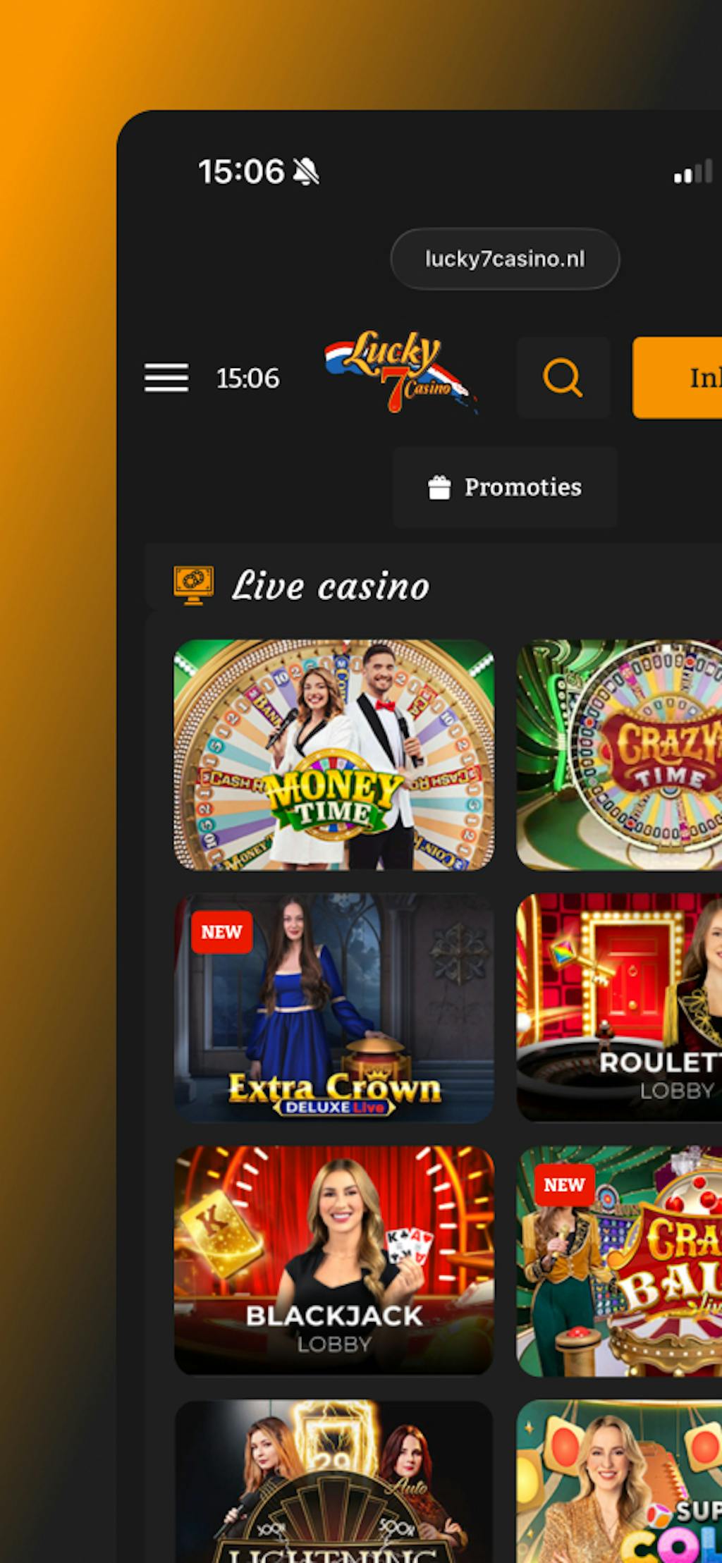 Live Casino aanbod bij Lucky 7 Casino
