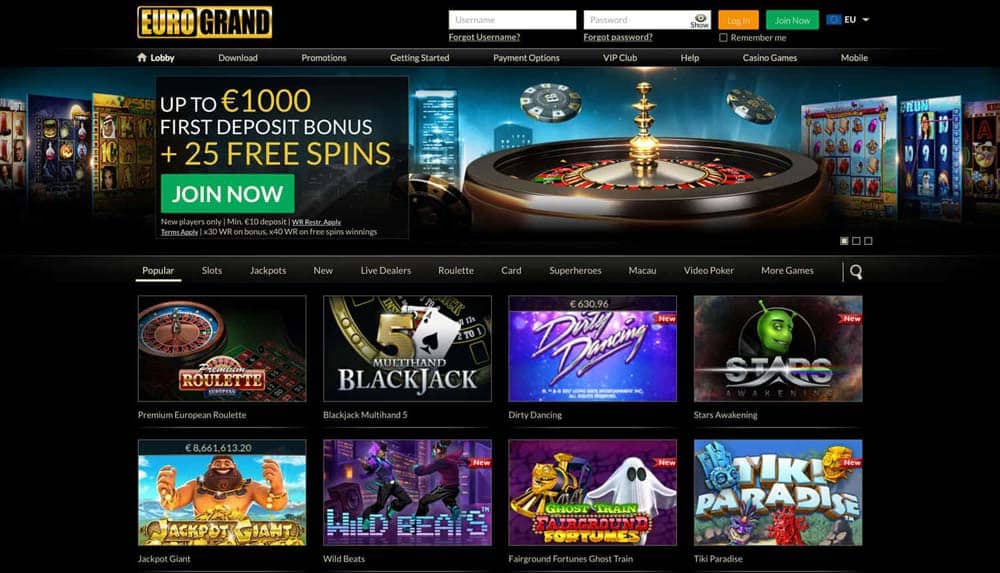 Eurogrand casino screenshot