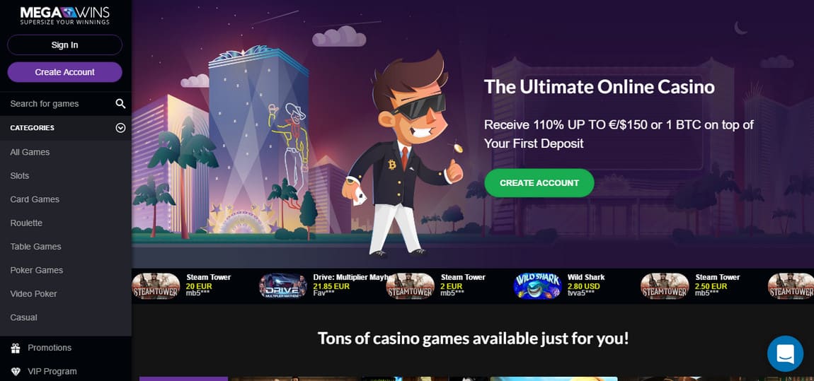 megawins casino screenshot
